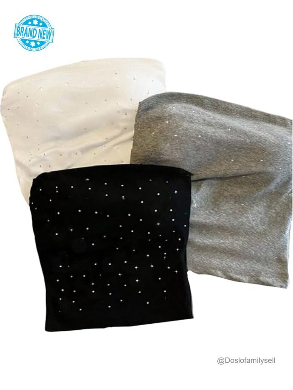 3 Pack Sparkly Rhinestone Strapless Tube Tops - Y2K Going Out Crop Tops